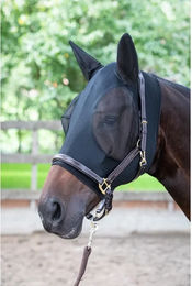 Produktbild von Harry's Horse SkinFit Fliegenmaske mit Ohrenschutz aus Polyester in Schwarz XL