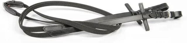 Produktbild von Harry's Horse Supergrip-Zügel für Pferde extra schmal aus Leder in Schwarz für Ponys