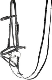 Harry's Horse Trensenzaum für Shetty aus Leder in Schwarz mit Bronze – Bild 1 von 2