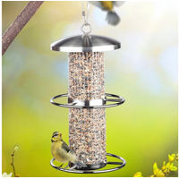 Produktbild von Haushalt International Futtersäule Vogelfutterspender aus Edelstahl mit Stahlseil und Sitzringen 27x14cm