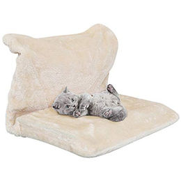Haushalt International Heizungsliege für Katzen aus Plüsch und Metall in Grau-Beige 46x30x25cm – Bild 1 von 8