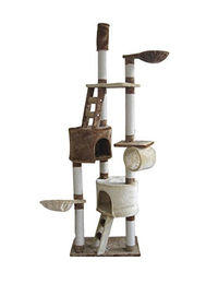 Haushalt International Katzenkratzbaum mit Deckenspanner aus Plüsch und Sisal in Braun, 70x40x230-260cm – Bild 1 von 1