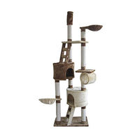 Produktbild von Haushalt International Katzenkratzbaum mit Deckenspanner aus Plüsch und Sisal in Braun, 70x40x230-260cm