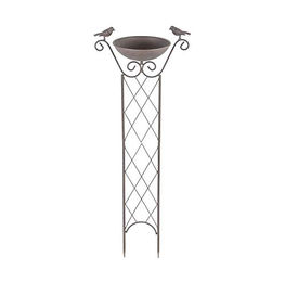 Haushalt International Vogeltränke mit Rankhilfe und Erdspiess aus Metall in Braun 82cm – Bild 1 von 4