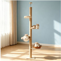 Produktbild von Hausright Kratzbaum für Katzen höhenverstellbar 255-270 cm mit 5 Sisalsäulen beige