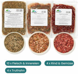 haustierkost BARF Vorteilspaket Hund Übergewicht mit Rind, Lamm, Geflügel und Truthahn 9 kg - 18 x 500 g – Bild 1 von 6