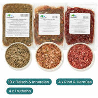 Produktbild von haustierkost BARF Vorteilspaket Hund Übergewicht mit Rind, Lamm, Geflügel und Truthahn 9 kg - 18 x 500 g