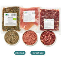 Produktbild von Haustierkost Bio BARF Paket für Hunde mit Rind Pute und Huhn 15 kg