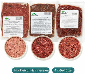 haustierkost.de BARF Vorteilspaket Hund Allergie Monoprotein Hypoallergen 9 kg - 18 x 500 g – Bild 1 von 6