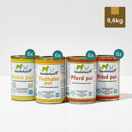 Produktbild von Haustierkost.de Hund Menü 7 Truthahn Pferd Huhn Rind ohne Farb- und Aromastoffe sowie Konservierungsstoffe 24 x 400 g