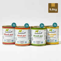 Produktbild von Haustierkost.de Hundefutter Menü 4 mit Hirsch, Pferd, Truthahn und Rind ohne Farb- und Aromastoffe sowie Konservierungsstoffe 12 x 800 g
