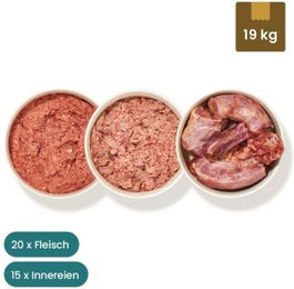 haustierkost.de Schlemmer Paket Hund BARF Frostfutter mit Muskelfleisch Innereien und Knochen 19 kg getreidefrei sensitive – Bild 1 von 7