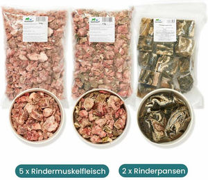 haustierkost HAPPEN-Paket BARF Paket für Hunde mit Rind, Rindermaulfleisch, Rindermix und Rinderpansen, 12 kg - 7 x 2 kg – Bild 1 von 6