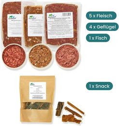 haustierkost SchnupperBox Menü 1 BARF Probierpaket für Hunde mit Monoprotein und Sensitive Fleisch und Innereien - 10 x 500 g – Bild 1 von 4