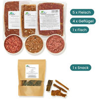 Produktbild von haustierkost SchnupperBox Menü 1 BARF Probierpaket für Hunde mit Monoprotein und Sensitive Fleisch und Innereien - 10 x 500 g