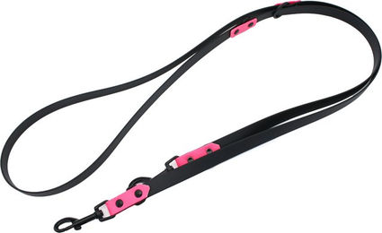 Heim Führleine aus Biothane waterproof schwarz rosa 240 cm lang 19 mm breit - 240 cm – Bild 1 von 1
