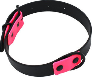 Produktbild von Heim Hundehalsband Biothane zweifarbig genietet schwarz/rosa waterproof 60 cm lang 25 mm breit