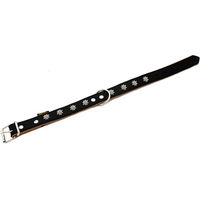 Produktbild von Heim Hundehalsband Edelweiß aus Leder schwarz/natur 25 mm breit 36-44 cm wasserabweisend