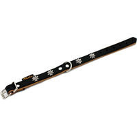 Produktbild von Heim Hundehalsband Edelweiß Leder schwarz/natur 16 mm breit 24-29 cm Halsumfang