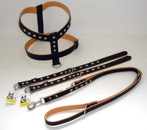 Heim Hundeleine Modern Art aus Leder Schwarz/Natur 200 cm lang - 200 cm – Bild 1 von 6