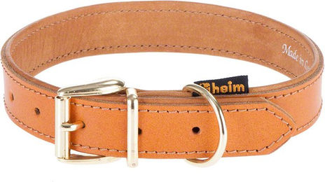 Produktbild von Heim Lederhalsband Buffalo in Cognac mit Goldbeschlag für Hunde Größe 45-55 cm Halsumfang