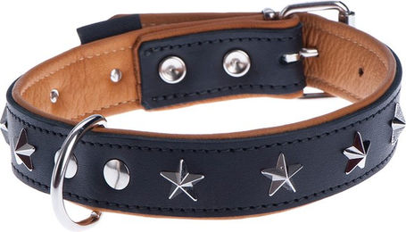 Produktbild von Heim Lederhalsband Stars Schwarz/Beige Größe 50 mit 38-46 cm Halsumfang