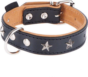 Produktbild von Heim Lederhalsband Stars Schwarz/Beige Größe 60 für einen Halsumfang von 45-55 cm