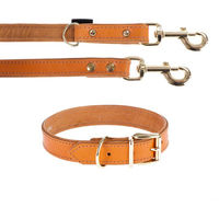 Produktbild von Heim Set aus Lederhalsband und Führleine Buffalo in Cognac Braun, Halsband Größe 55 und Leine 200 cm