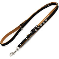Produktbild von Heim Vorführleine Edelweiß Leder Schwarz/Natur 200 cm x 18 mm