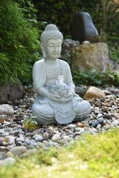 Heissner Teichfigur Tempelfigur aus Kunstharz in Beige und Grau 31x24x48cm – Bild 1 von 2