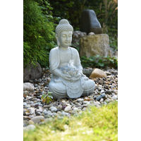 Produktbild von Heissner Teichfigur Tempelfigur aus Kunstharz in Beige und Grau 31x24x48cm