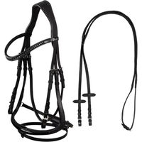 Produktbild von Helite Supreme Modello Kombi-Trense aus Leder mit Ganaschen und Gummizügel für Dressurpferde in Schwarz
