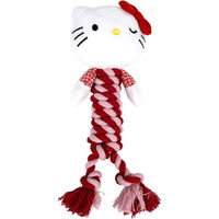 Produktbild von Hello Kitty Kauspielzeug Beißring aus Baumwolle für Hunde zur Zahnpflege in Rot oder Rosa