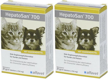 Produktbild von HepatoSan 700 Tabletten zur Unterstützung von Leber und Nieren für Kleintiere