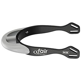 Produktbild von Herm Sprenger fairRider Sporen aus schwarzem Aluminium mit gebogenem silbernen Kunststoffhals