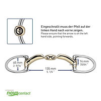 Produktbild von Herm Sprenger Novocontact Olivenkopfgebiss doppelt gebrochen mit D-förmigem Ring 14 mm Gold