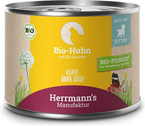 Herrmann's Bio Katzenfutter Huhn mit Karotte Selection Kitten 12 x 200 g - 12 x 200 g – Bild 1 von 2