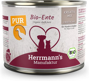 Herrmann's Manufaktur Bio Ente Reinfleisch Monoprotein Katzen Nassfutter Adult 12 x 200 g - 12 x 200 g – Bild 1 von 2
