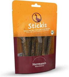 Herrmann's Manufaktur Bio Gans mit Dinkelflocken Stickis Trockenfleisch 80 g - 80 g – Bild 1 von 2