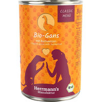 Produktbild von Herrmann's Manufaktur Bio-Hundefutter Bio-Gans mit Buchweizen Stückchen in Sauce 6 x 400 g - 6 x 400 g