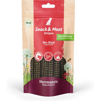 Produktbild von Herrmann's Manufaktur Bio Rind Trockenfleisch Snack & Meat Stripes für Hunde 80 g