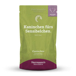 Herrmann's Manufaktur Selection Sensible Hundefutter Kaninchen mit Reisflocken Stückchen in Sauce Bio Adult 14 x 150 g - 14 x 150 g – Bild 1 von 2