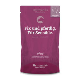 Herrmann's Manufaktur Selection Sensible Pferd mit Süßkartoffel und Zucchini Bio Stückchen in Sauce 14 x 150 g - 15 x 150 g – Bild 1 von 3