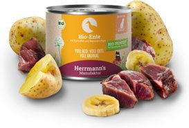 Herrmann's Selection Bio Katzenfutter Ente mit Kartoffeln und Bananenchips Adult 12 x 200 g - 12 x 200 g – Bild 1 von 4