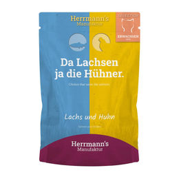 Herrmann's Selection Bio Katzenfutter Lachs und Huhn Stückchen in Sauce Adult 12 x 100 g - 20 x 100 g – Bild 1 von 2