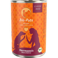 Produktbild von Herrmanns Classic Bio-Hundefutter Pute mit Reis Stückchen in Sauce Monoprotein 12 x 400 g - 6 x 400 g