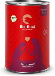 Herrmanns Classic Bio-Rind mit Buchweizen Stückchen in Sauce für Hunde 6 x 400 g - 6 x 400 g – Bild 1 von 3