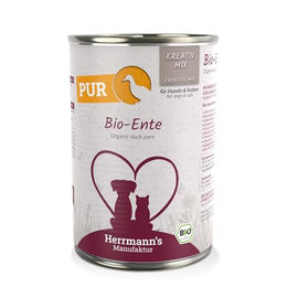 Herrmanns Manufaktur Kreativ-Mix Bio Ente Monoprotein Stückchen in Sauce für Katzen 6 x 400 g - 6 x 400 g – Bild 1 von 5