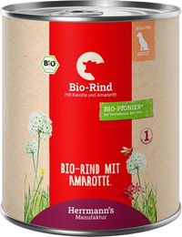 Herrmanns Selection Bio Hundefutter Adult Rind mit Karotten Amaranth und Sellerie Stückchen in Sauce 6 x 800 g - 6 x 800 g – Bild 1 von 5