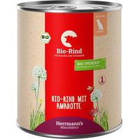 Produktbild von Herrmanns Selection Bio Hundefutter Adult Rind mit Karotten Amaranth und Sellerie Stückchen in Sauce 6 x 800 g - 6 x 800 g